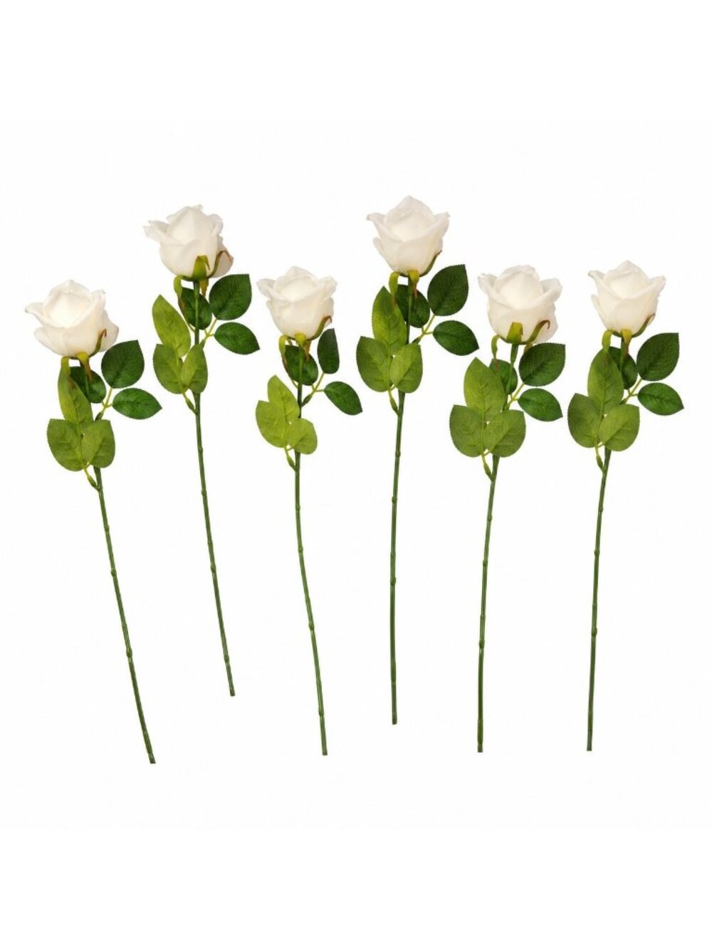 Set of 6 White Rose Stems Faux Roses Artificial White Flowers Farmhouse Wedding